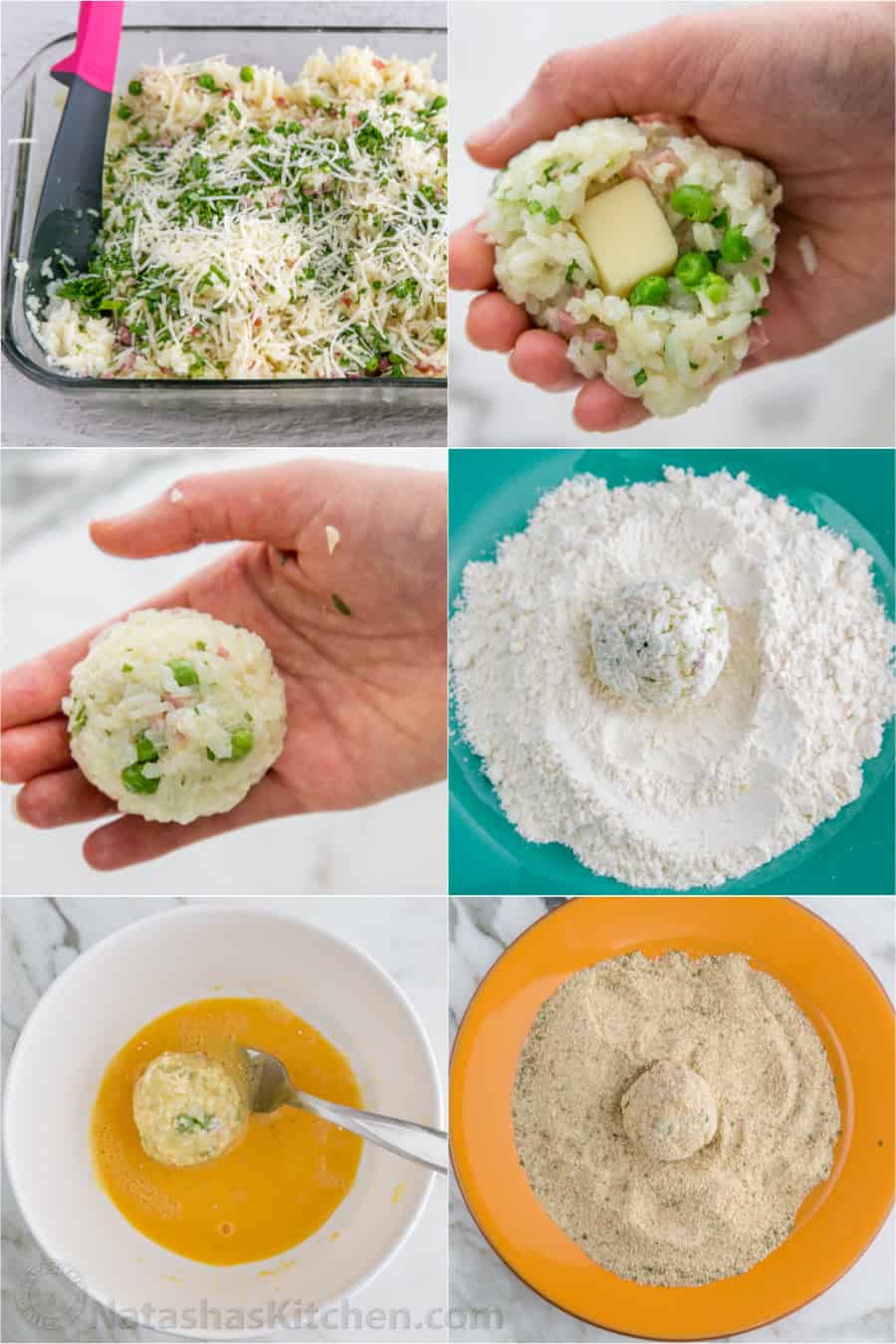 Step by step how to make arancini rice balls