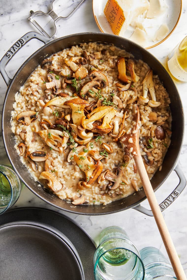 Mushroom Risotto - Nothing beats homemade risotto! So elegant, rich and oh so velvety-creamy, made with white wine, thyme, and fresh Parmesan.