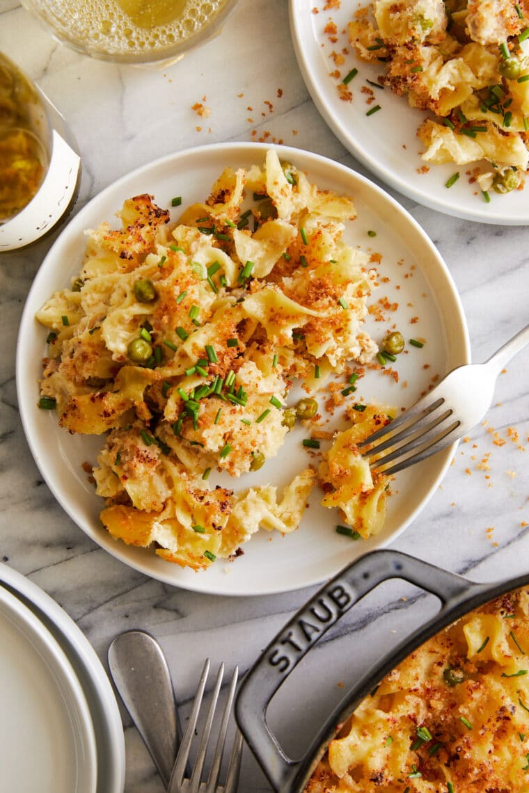 Tuna Noodle Casserole - Classic tuna noodle casserole! So cozy, so so creamy. Made with canned tuna, egg noodles and a crispy Panko topping!