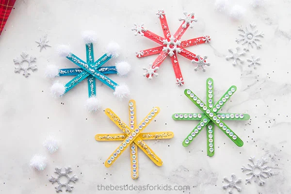 Popsicle Stick Snowflake Craft