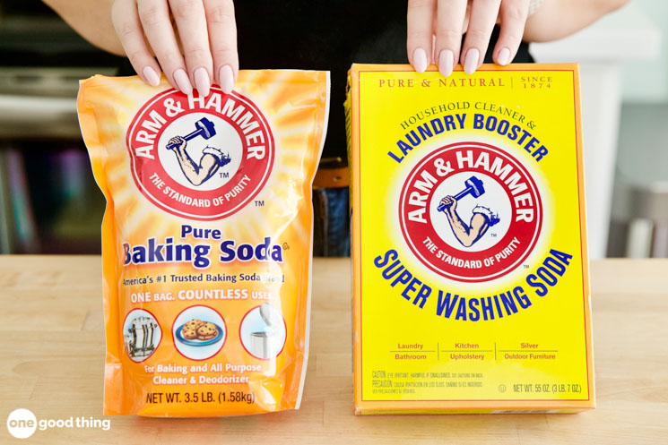 Baking soda and washing soda are very close, chemically speaking, so you can make washing soda out of baking soda.