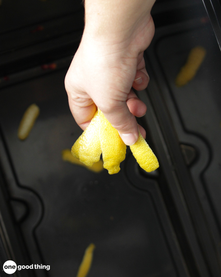 Use fresh lemon peel to deodorize your trash can by tossing a few in the bin before adding the bag.