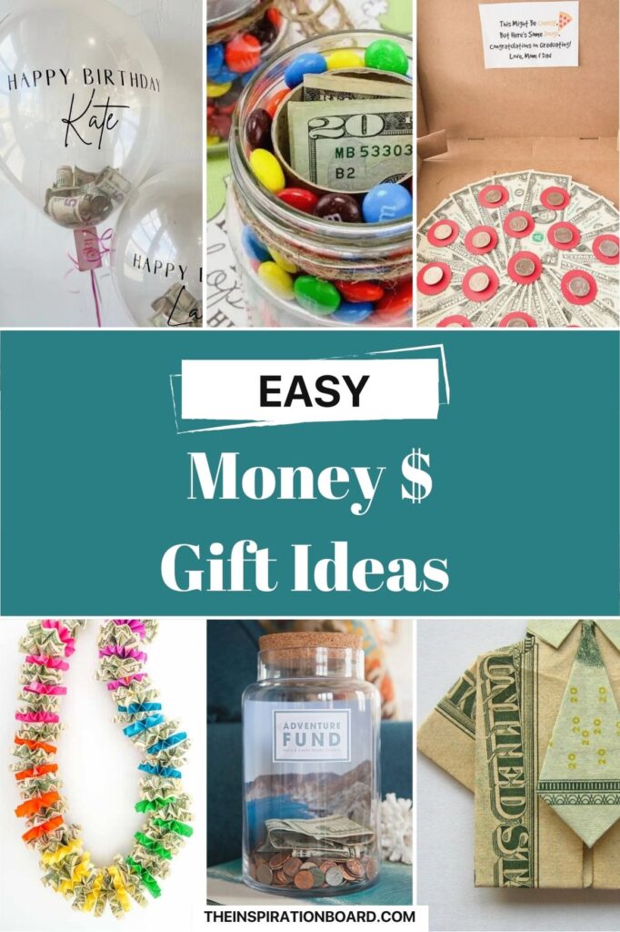 Money gift ideas collage. 