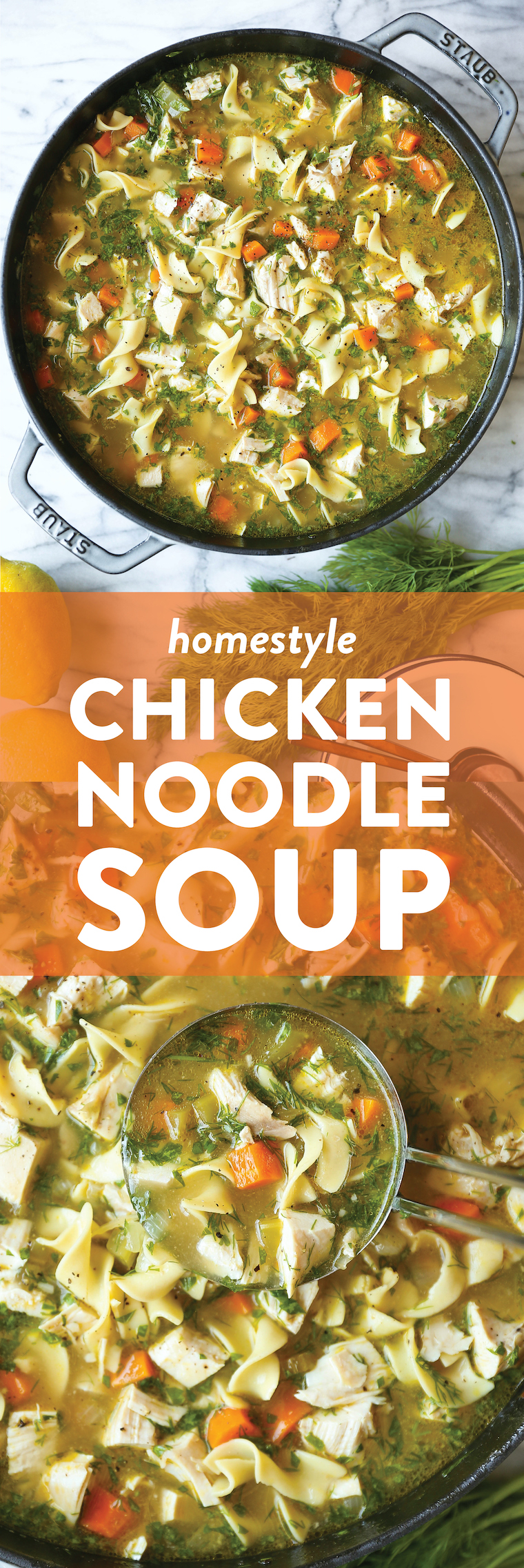 Homestyle Chicken Noodle Soup - Zuppa di pollo e noodle classica che ti farà sentire così bene, così caldo, così accogliente. Perfetta per i giorni malati e le notti fredde!!!