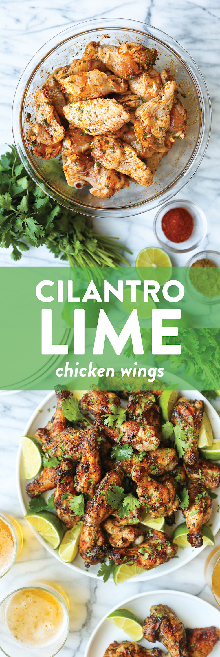 Cilantro Lime Chicken Wings - Croccanti, carbonizzati e affumicati con la marinata più facile. Coriandolo, lime, cumino, peperoncino in polvere. Così semplice eppure così buono!